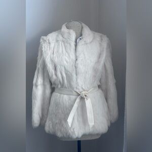 Vintage Elegant White real Fur Jacket Size S $999